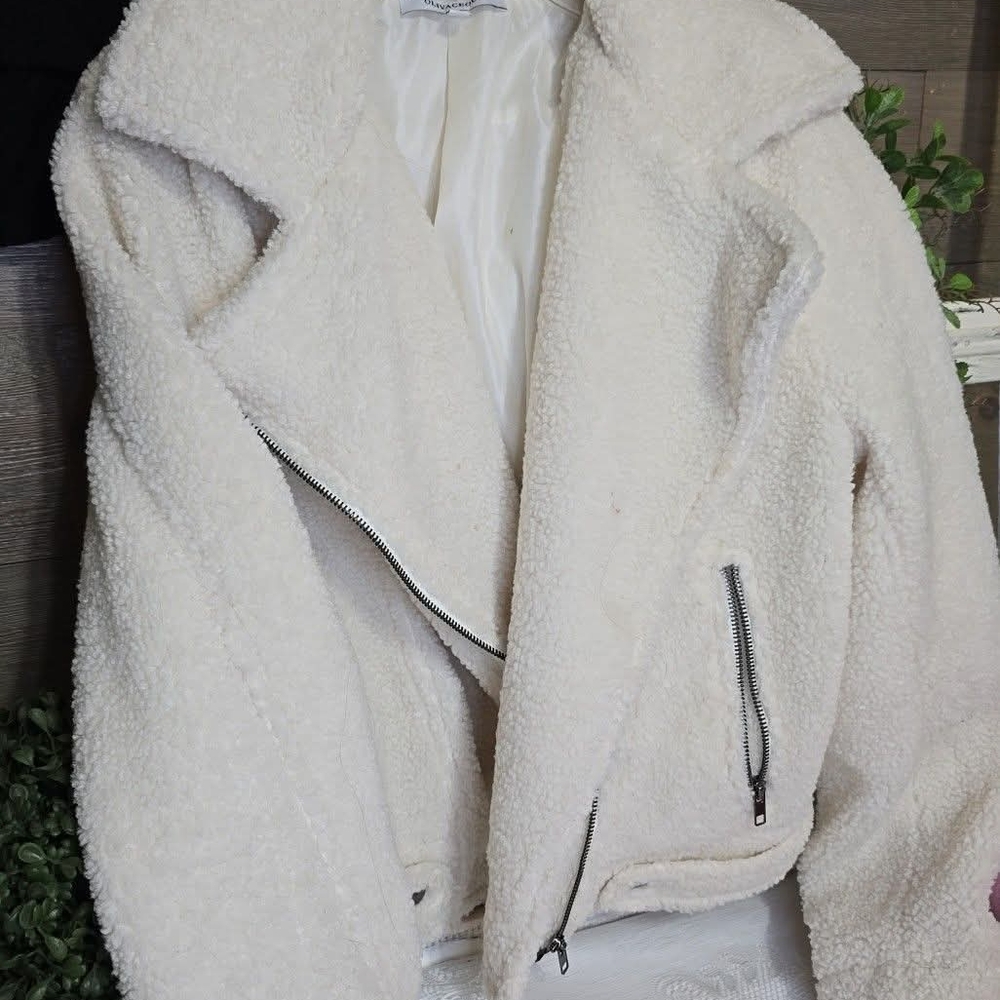 Women's White Sherpa Jacket